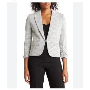 Amanda & Chelsea 3/4 Ruched Sleeve Blazer Grey Size Large